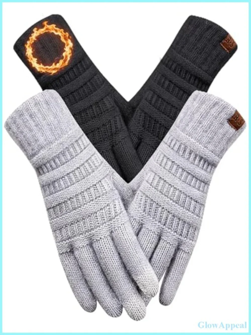 Women's Touchscreen Knit Gloves, Warm Thermal Winter Mittens, Soft Stretch One